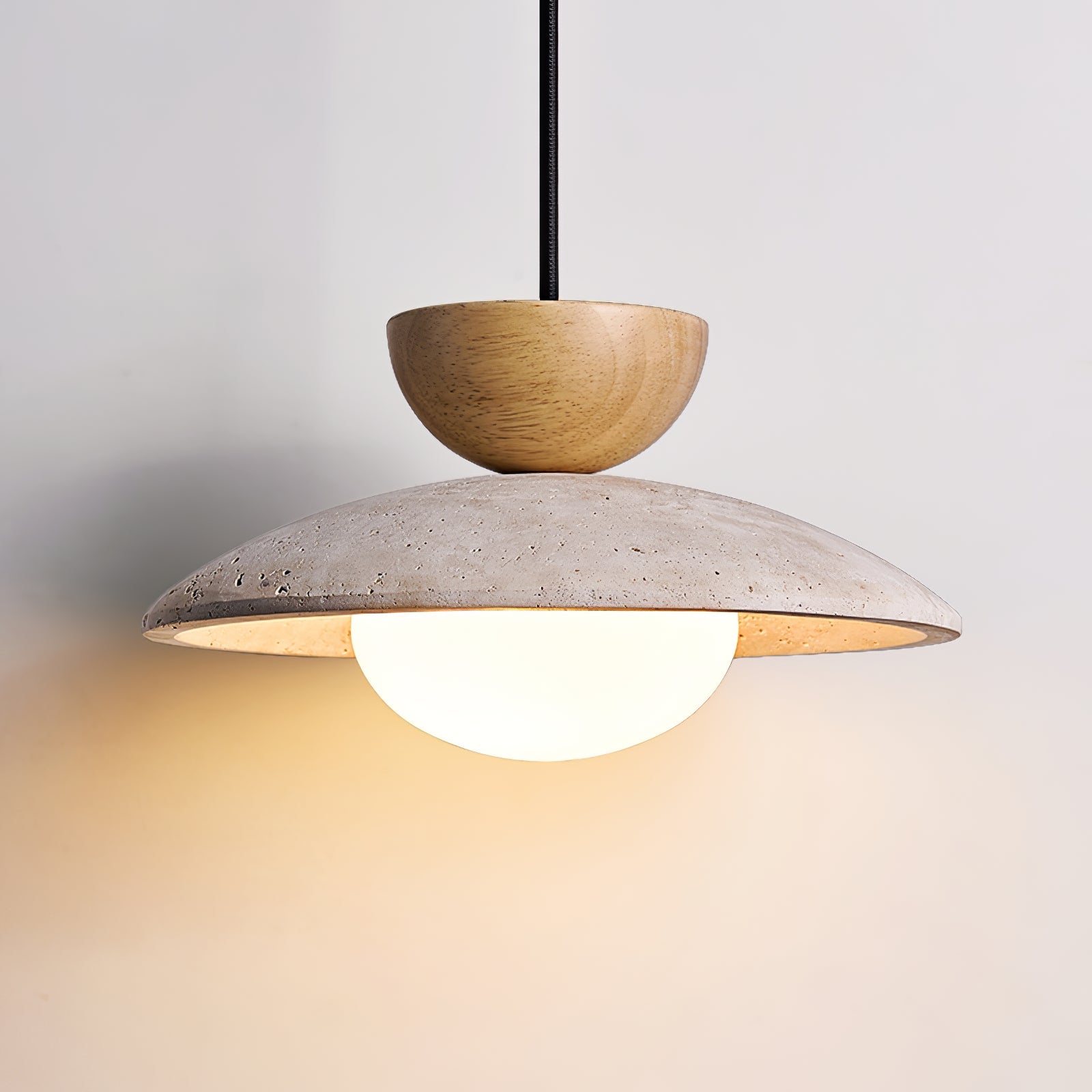 Suspension moderne Bronze en Foncé noyer et travertin jaune