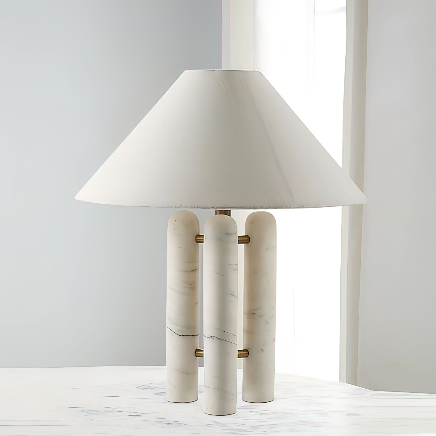 Lampe à poser moderne Gunder en Marbre Blanc