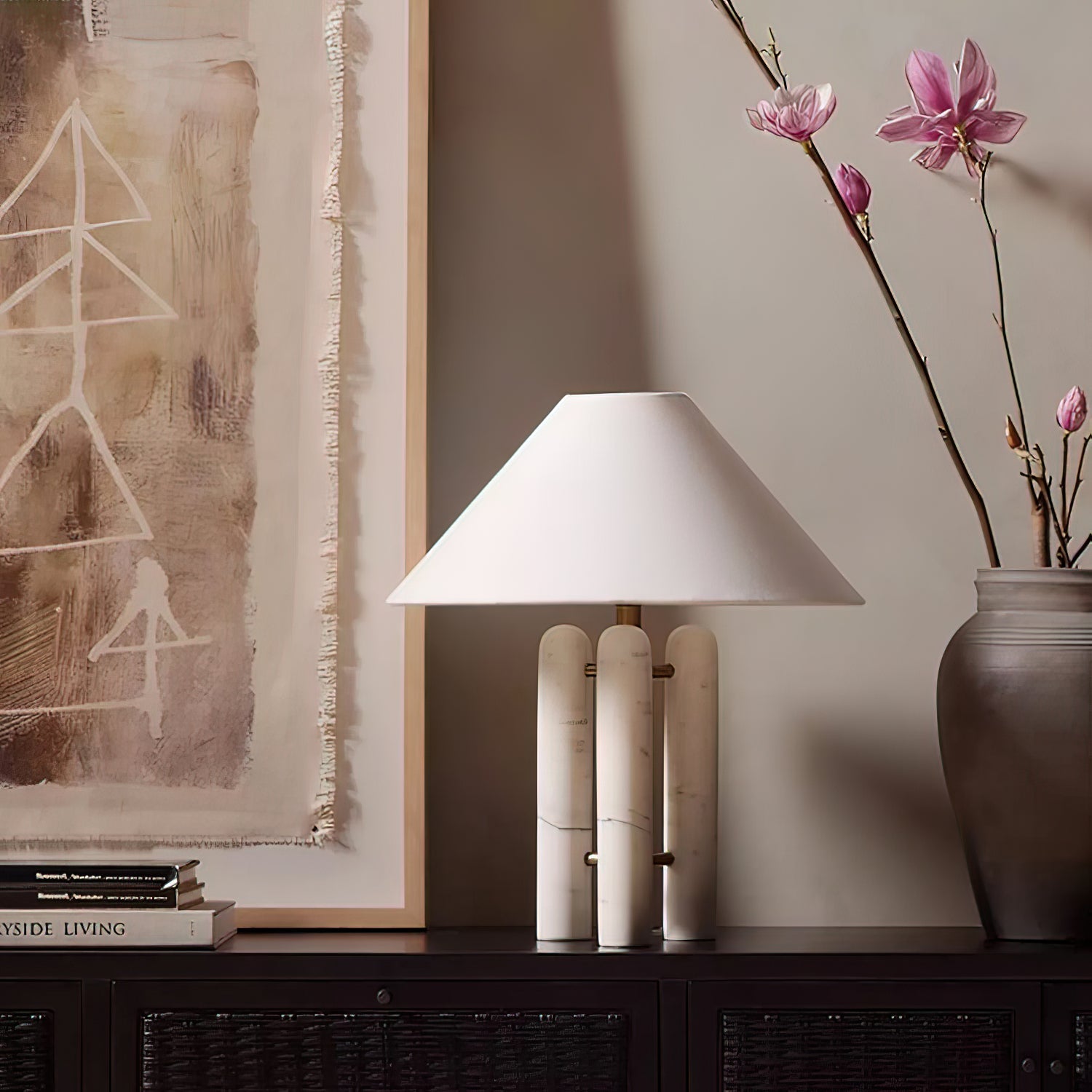 Lampe à poser moderne Gunder en Marbre Blanc
