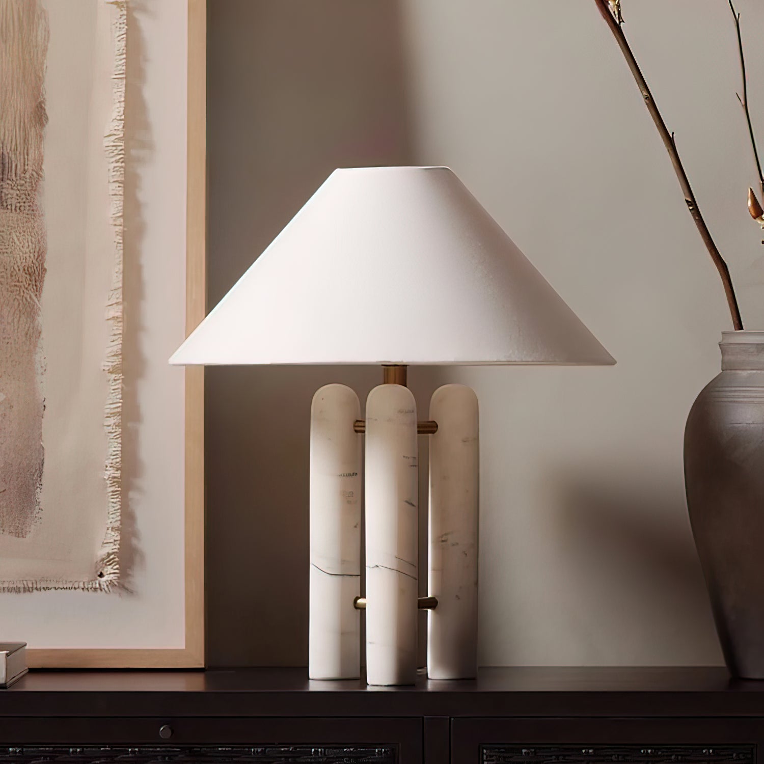Lampe à poser moderne Gunder en Marbre Blanc