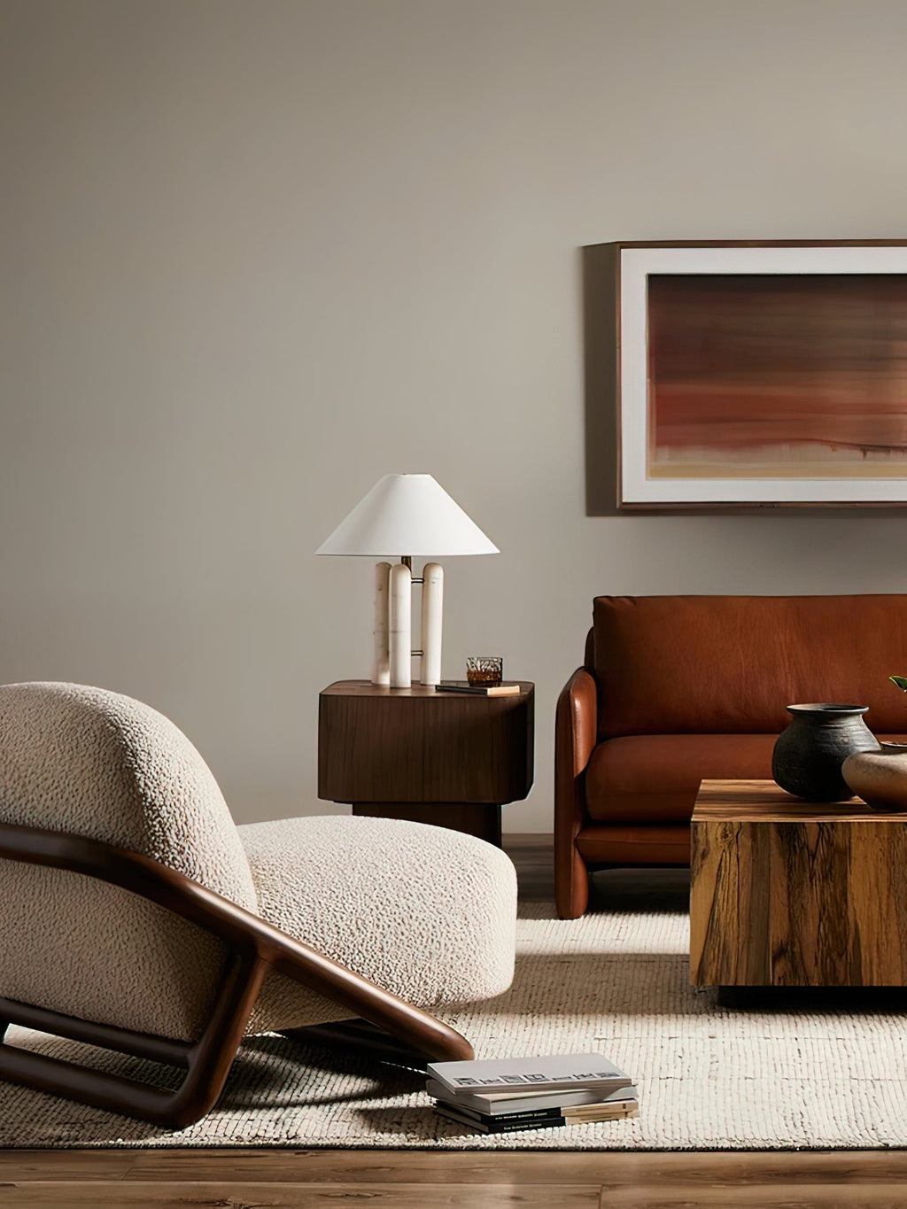 Lampe à poser moderne Gunder en Marbre Blanc