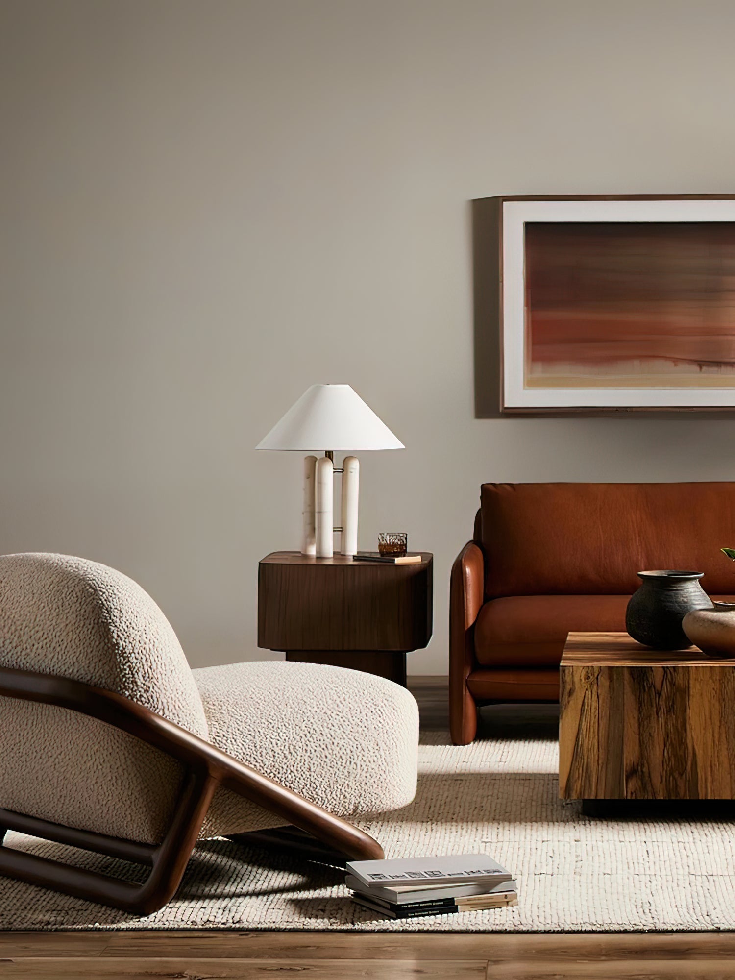 Lampe à poser moderne Gunder en Marbre Blanc