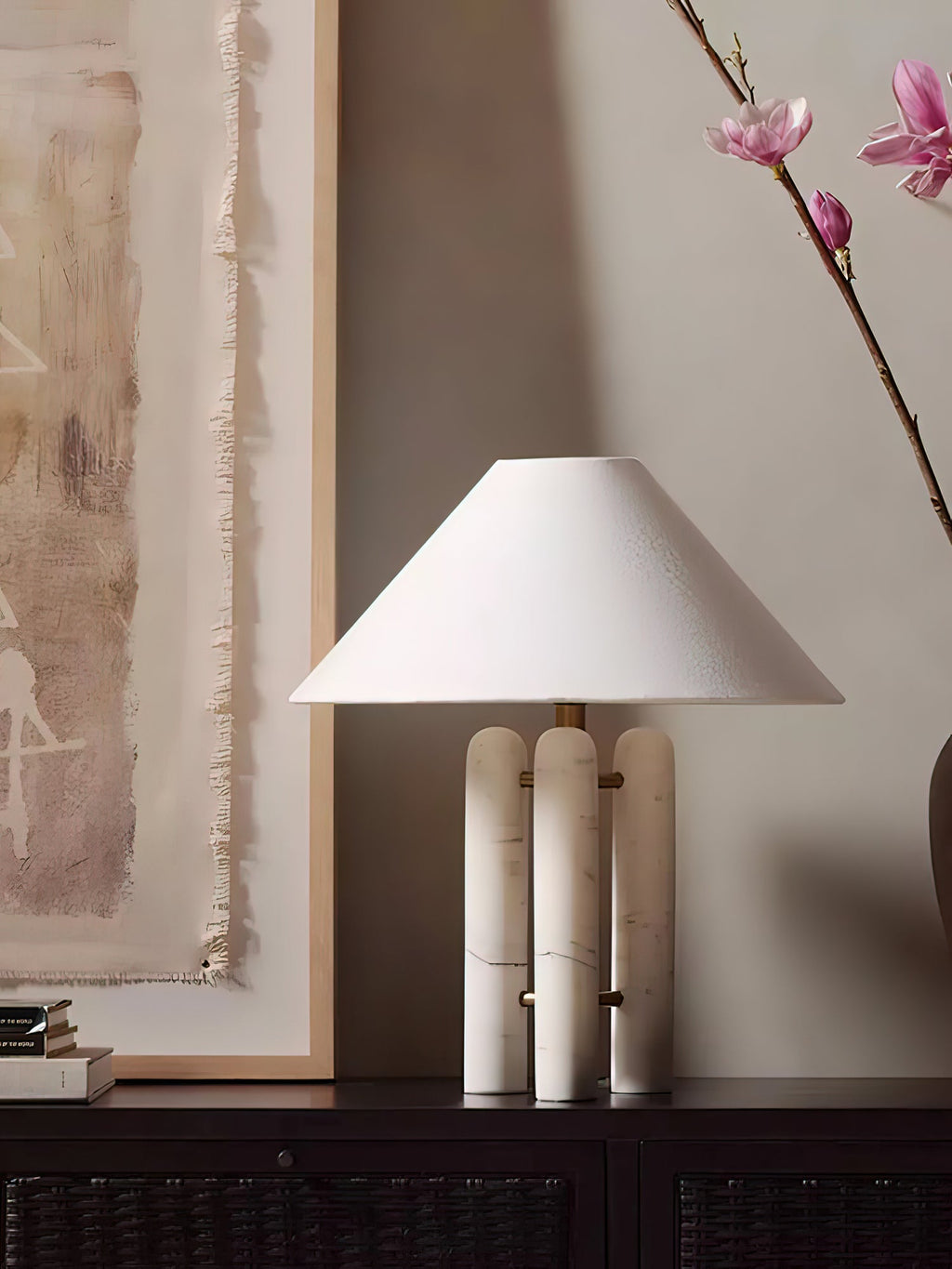 Lampe à poser moderne Gunder en Marbre Blanc