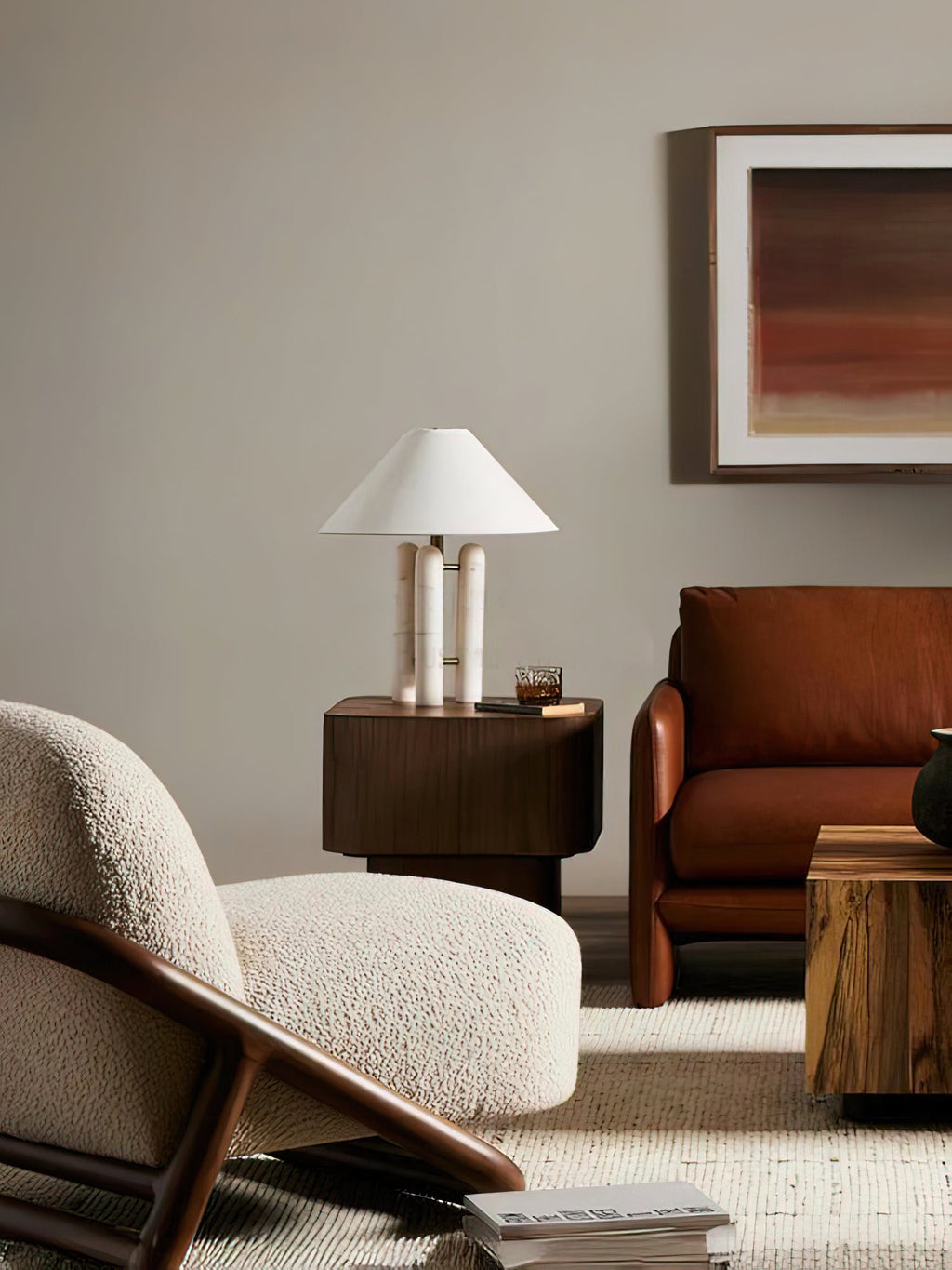 Lampe à poser moderne Gunder en Marbre Blanc
