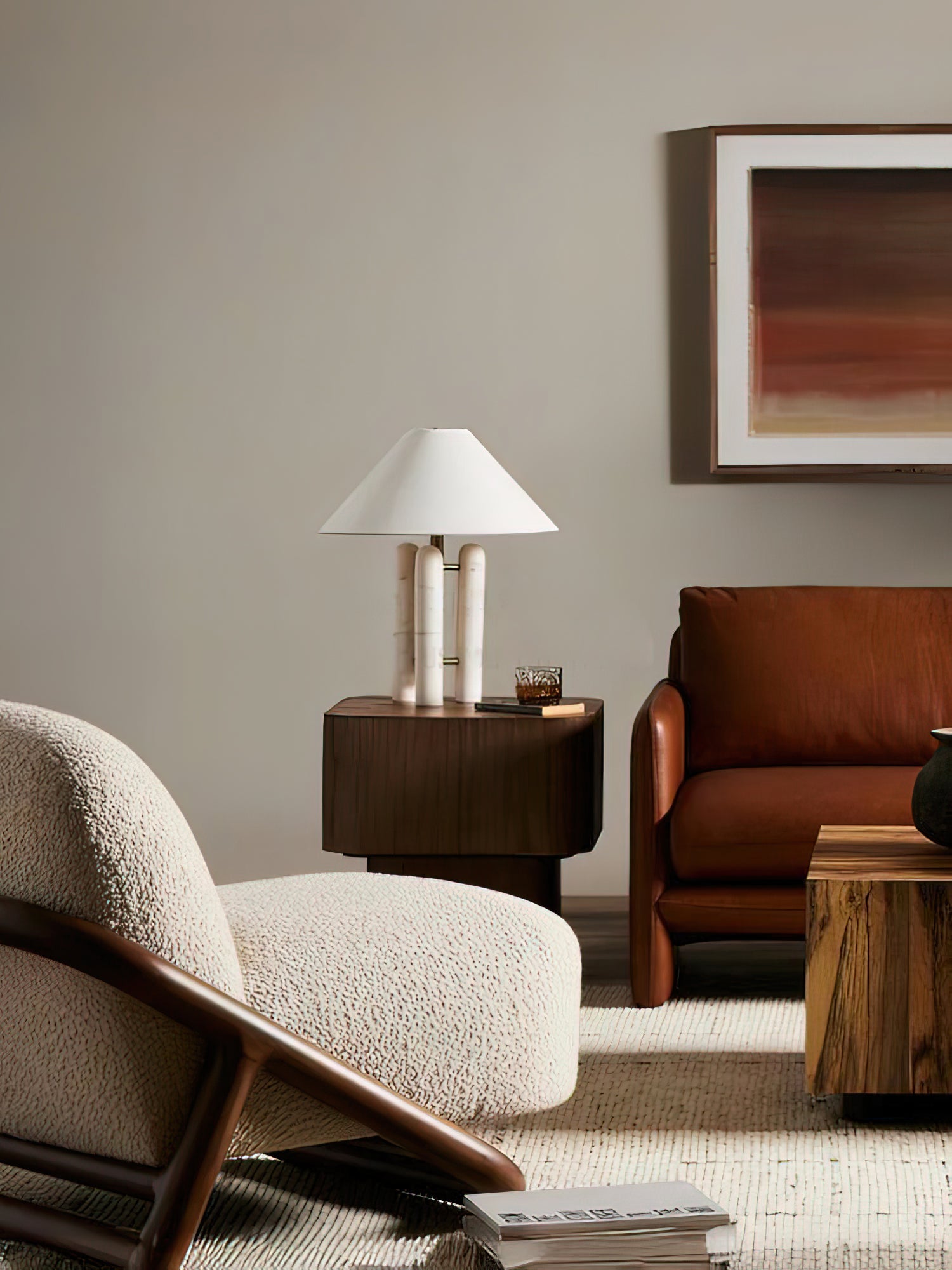 Lampe à poser moderne Gunder en Marbre Blanc