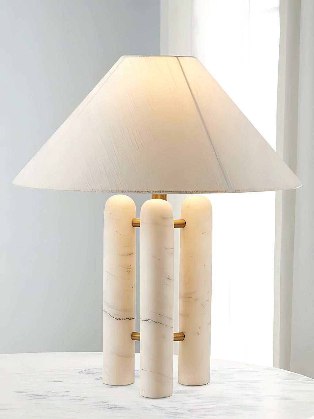 Lampe à poser moderne Gunder en Marbre Blanc
