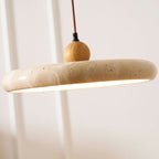 Suspension moderne Klaas en Travertin jaune et bois