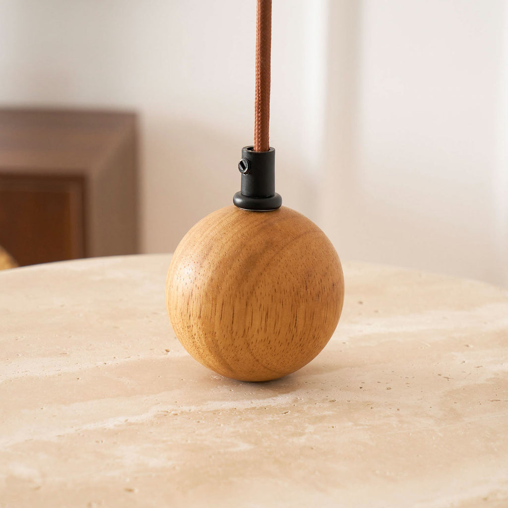 Suspension moderne Klaas en Travertin jaune et bois