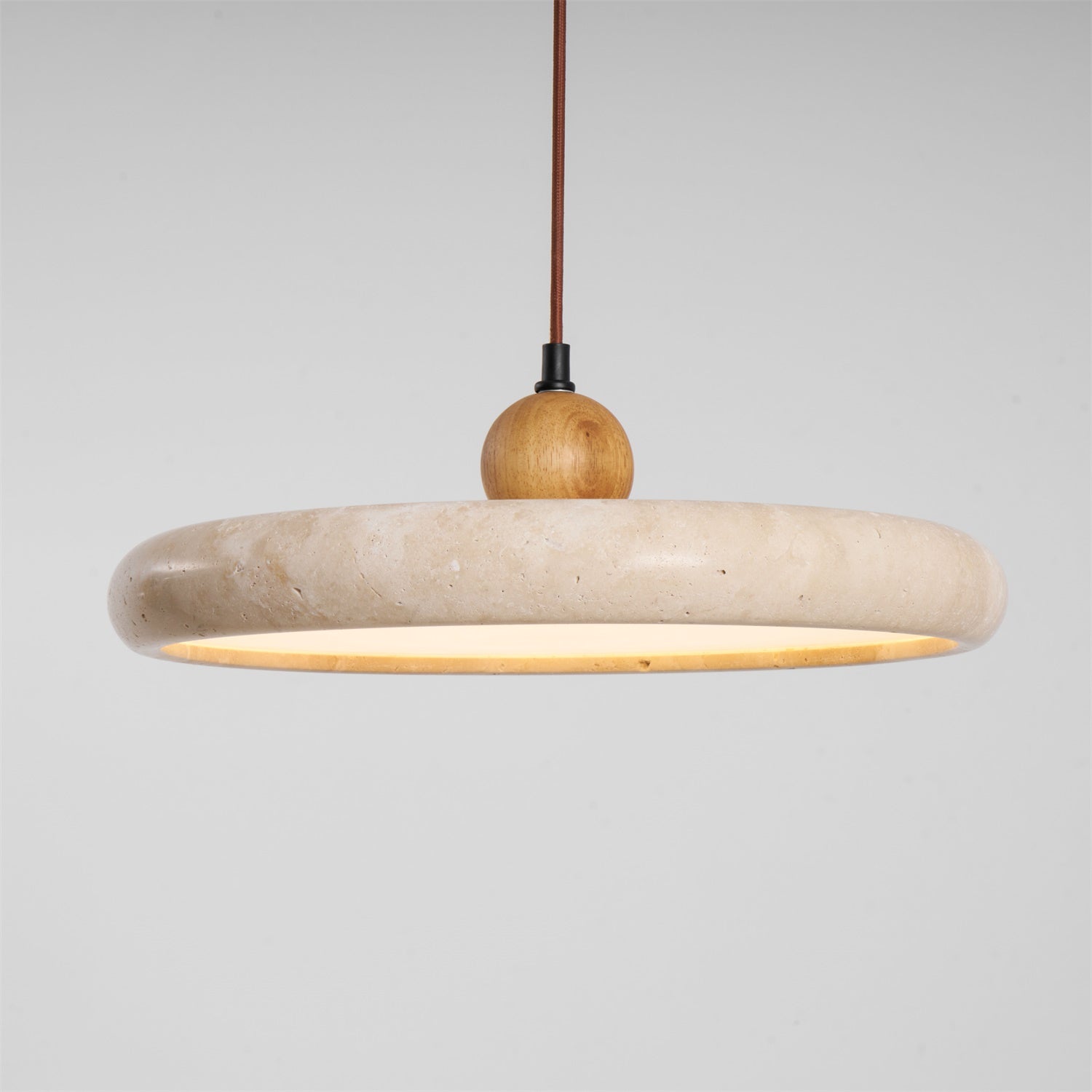 Suspension moderne Klaas en Travertin jaune et bois