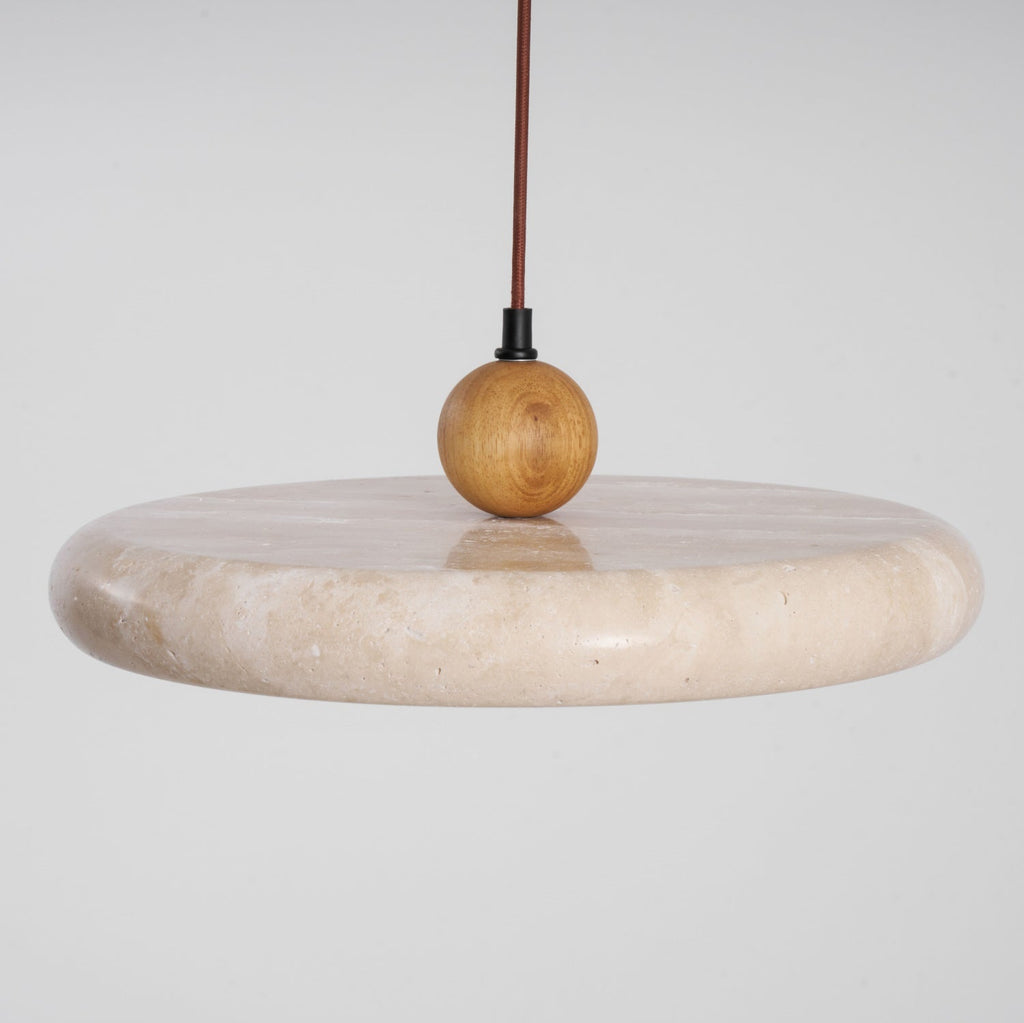 Suspension moderne Klaas en Travertin jaune et bois