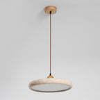 Suspension moderne Klaas en Travertin jaune et bois