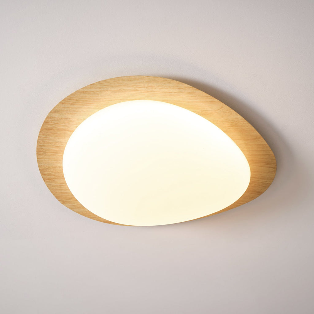 Plafonnier moderne Vaino en métal Artistique bois naturel effet