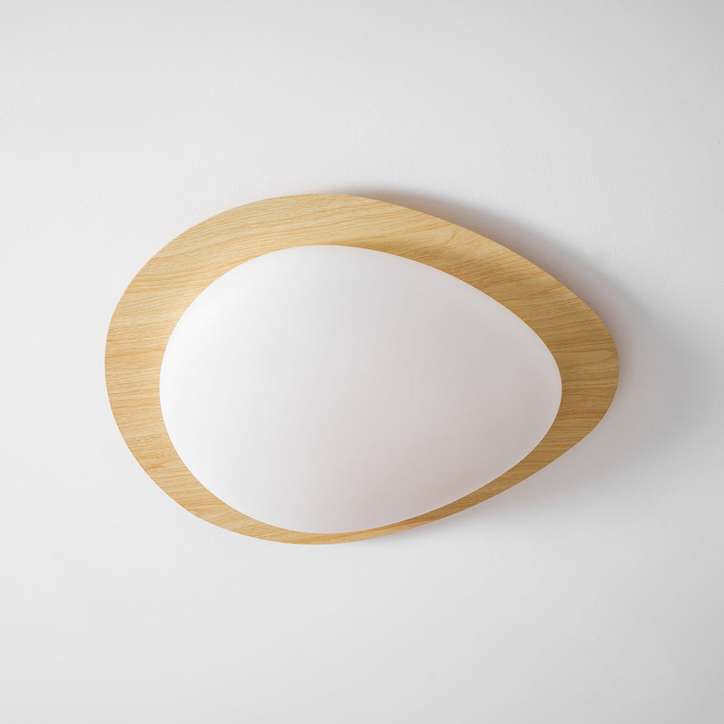 Plafonnier moderne Vaino en métal Artistique bois naturel effet