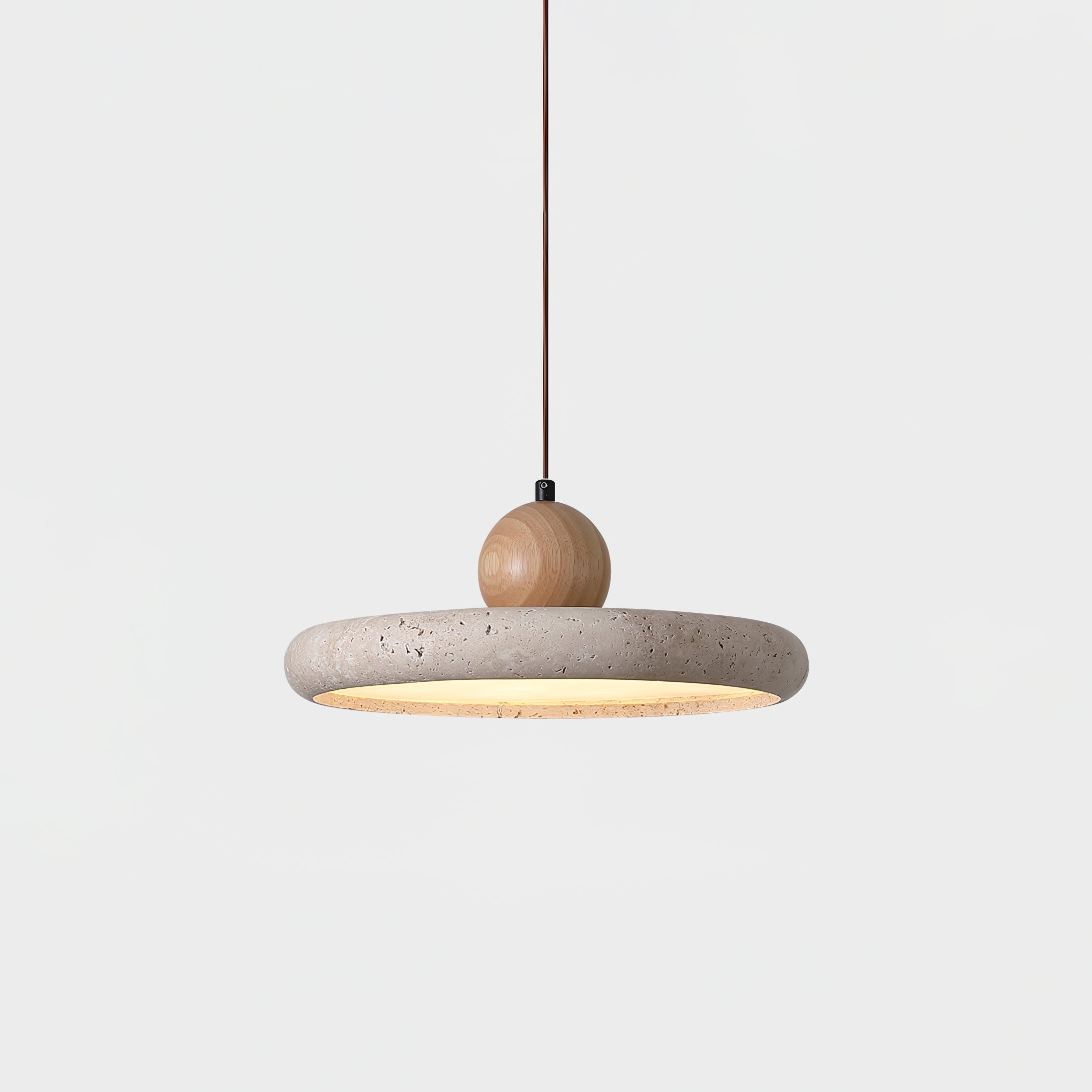 Suspension moderne Klaas en Travertin jaune et bois