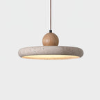 Suspension moderne Klaas en Travertin jaune et bois
