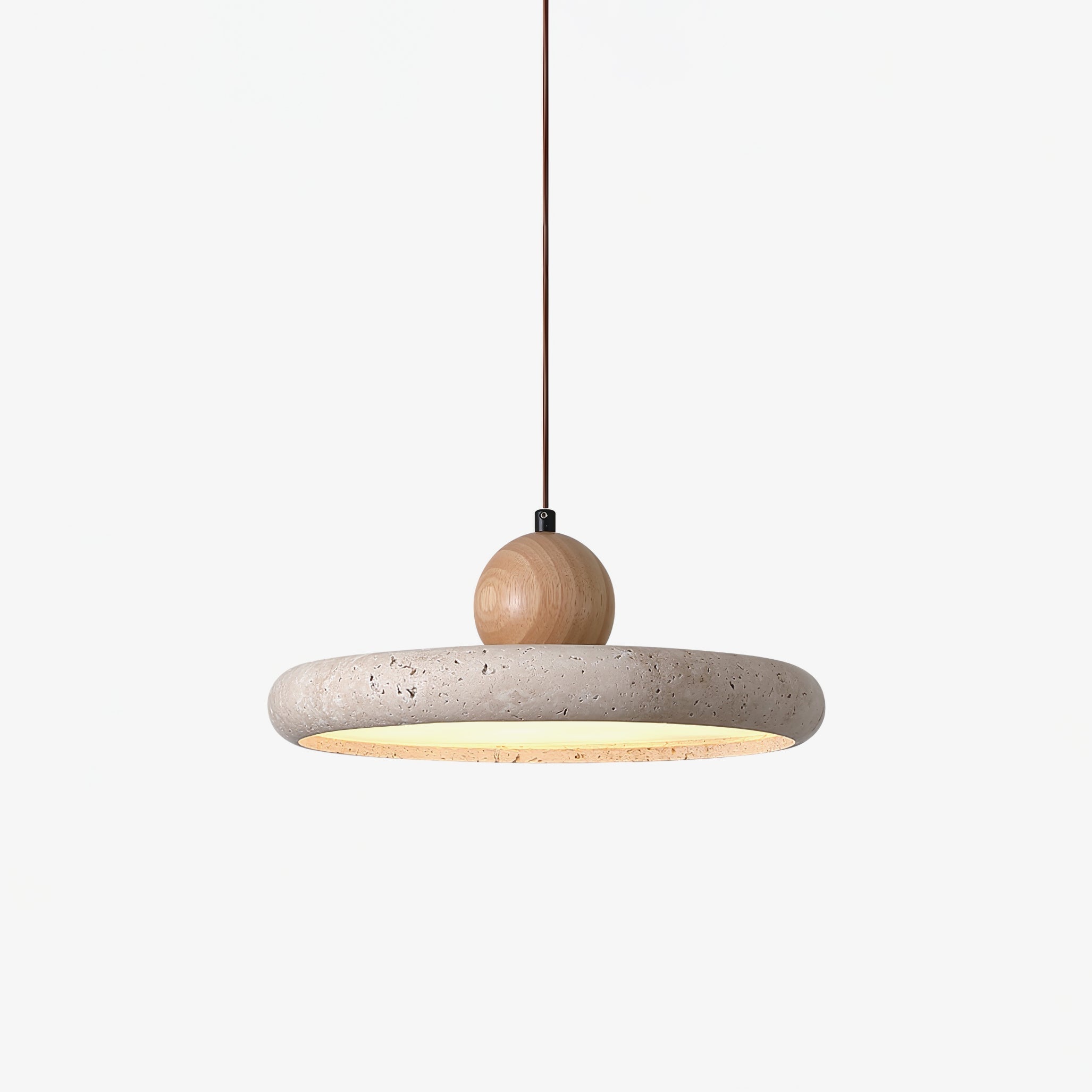 Suspension moderne Klaas en Travertin jaune et bois
