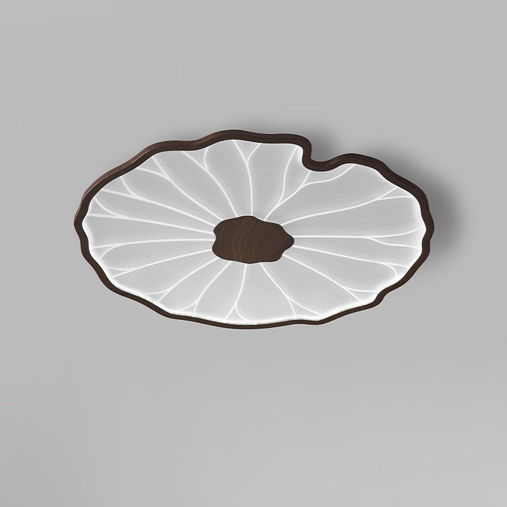Plafonnier Shaw feuille de lotus en finition noyer