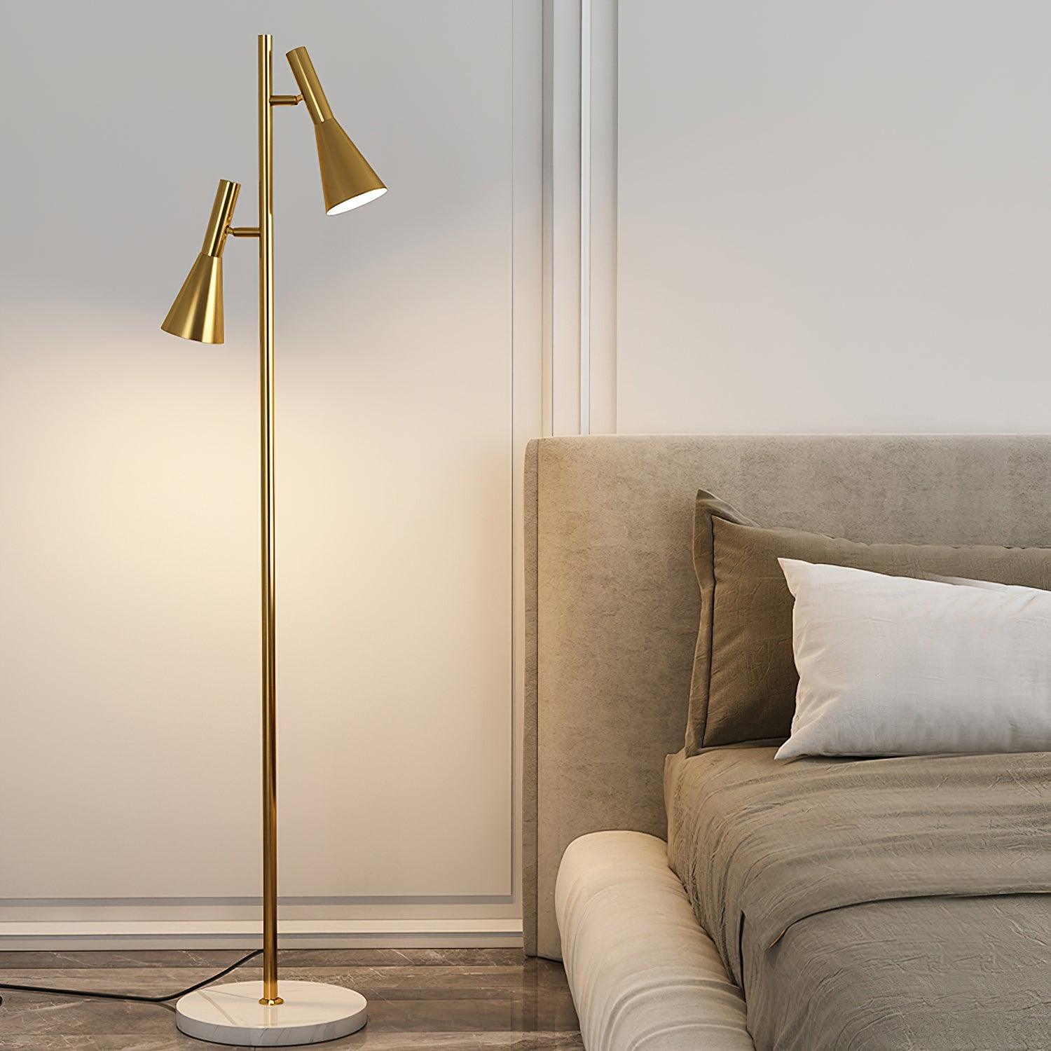 Lampadaire minimaliste Asen en Métal, Marbre, Fer Doré