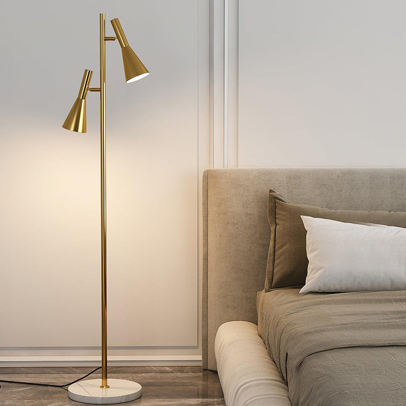 Lampadaire minimaliste Asen en Métal, Marbre, Fer Doré