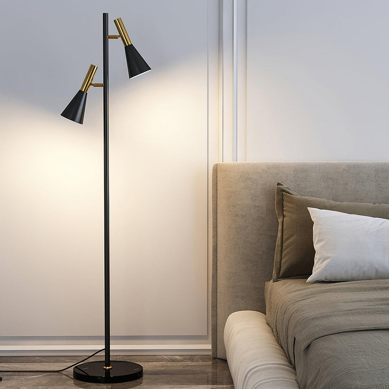 Lampadaire minimaliste Asen en Métal, Marbre, Fer Noir
