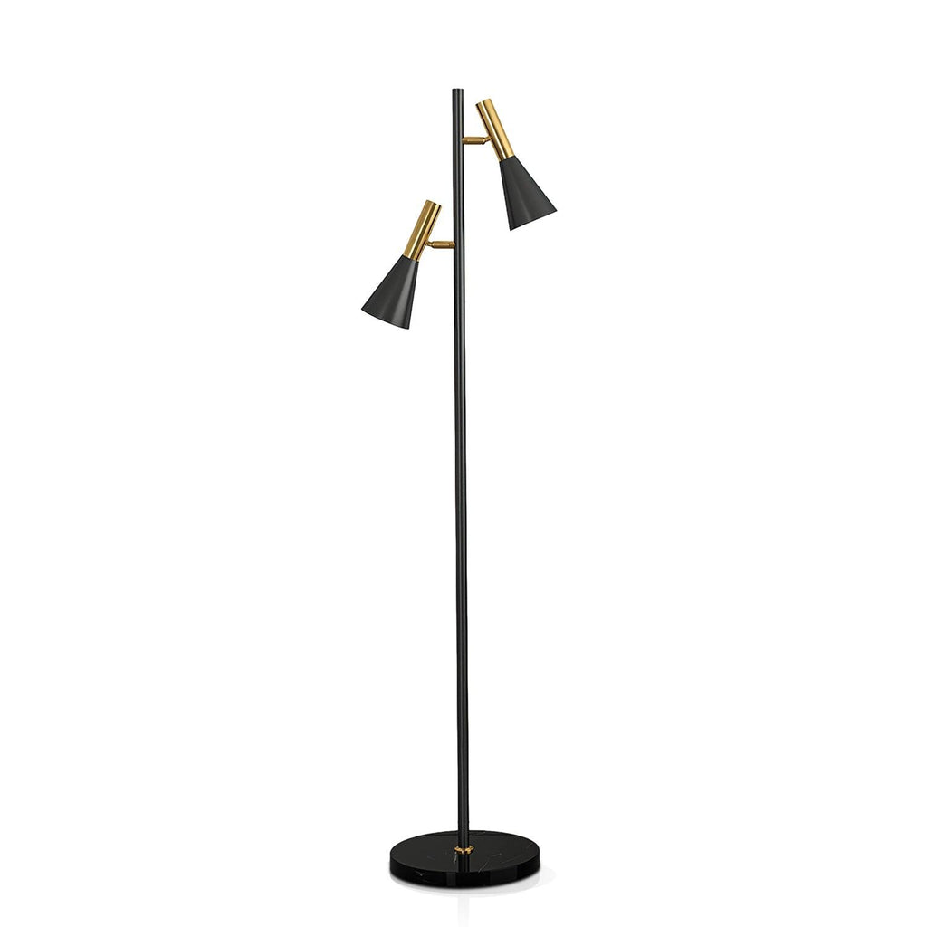 Lampadaire minimaliste Asen en Métal, Marbre, Fer Noir