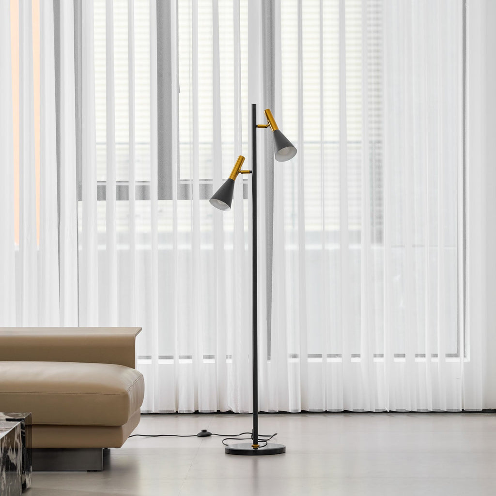 Lampadaire minimaliste Asen en Métal, Marbre, Fer Noir