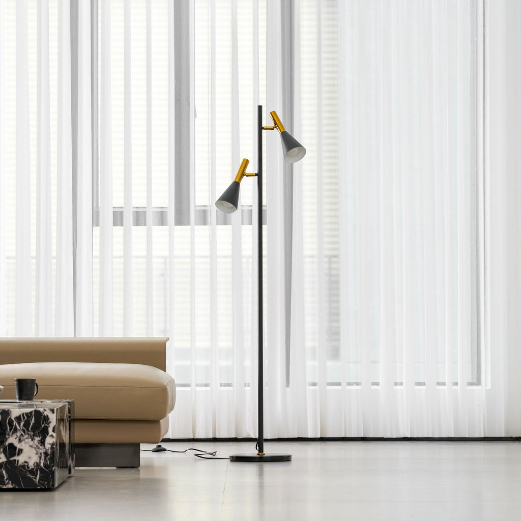 Lampadaire minimaliste Asen en Métal, Marbre, Fer Noir