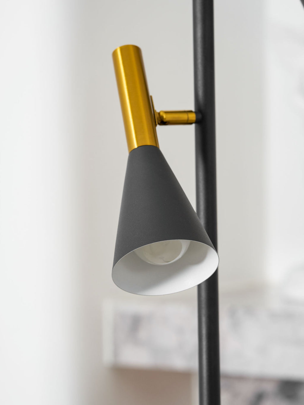 Lampadaire minimaliste Asen en Métal, Marbre, Fer Noir