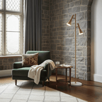 Lampadaire minimaliste Asen en Métal, Marbre, Fer Doré