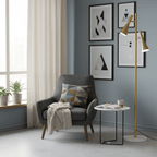 Lampadaire minimaliste Asen en Métal, Marbre, Fer Noir