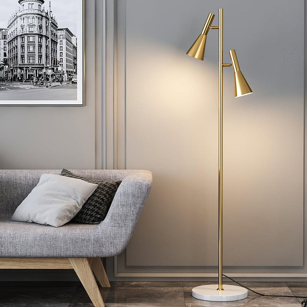 Lampadaire minimaliste Asen en Métal, Marbre, Fer Noir