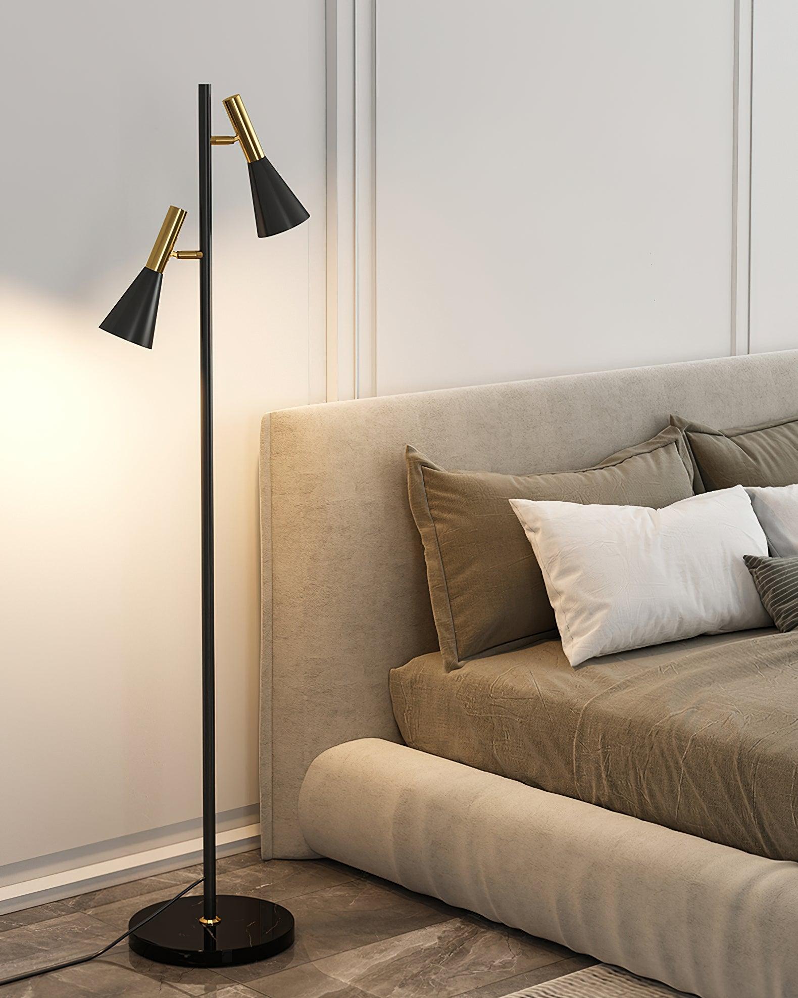 Lampadaire minimaliste Asen en Métal, Marbre, Fer Noir