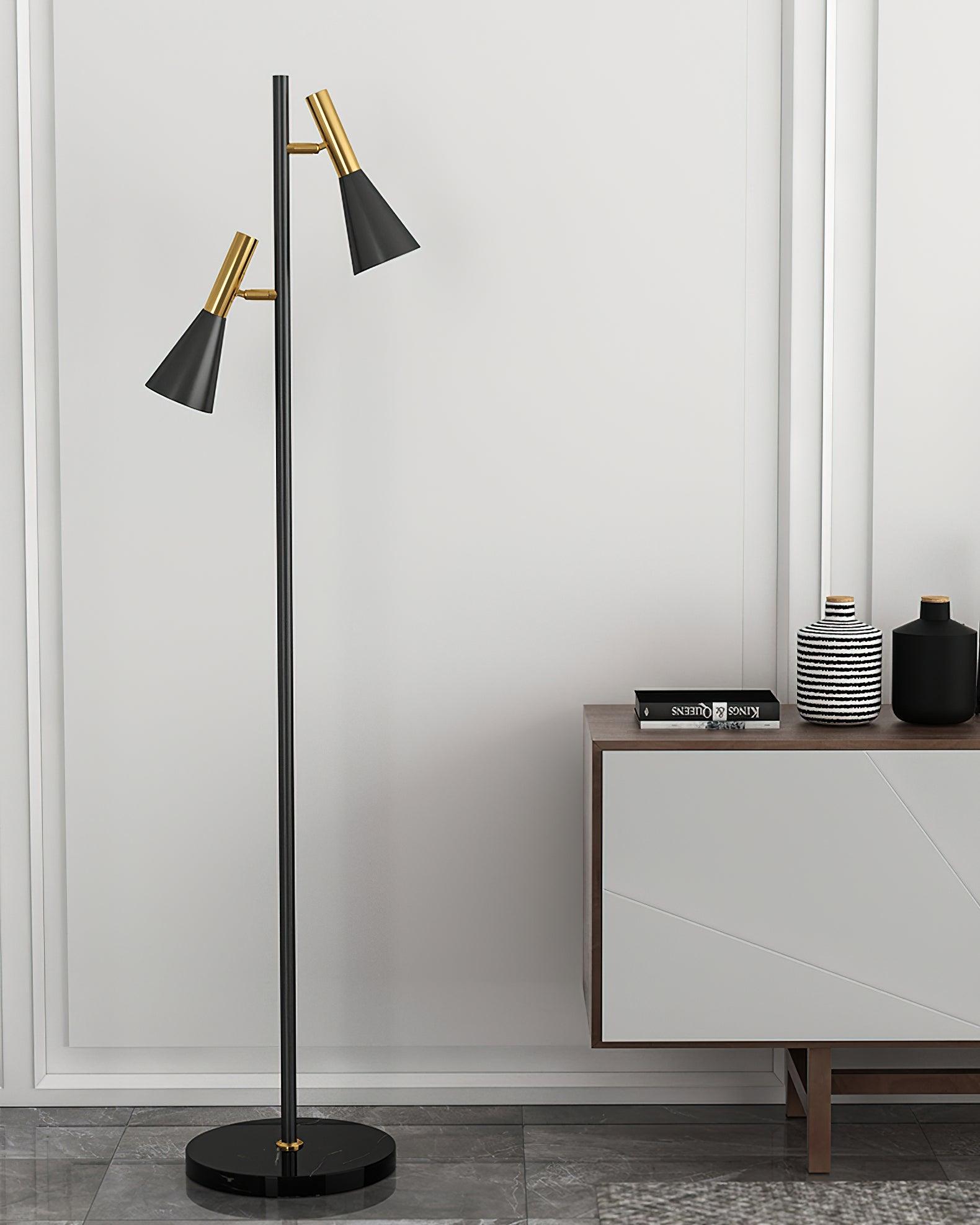 Lampadaire minimaliste Asen en Métal, Marbre, Fer Noir
