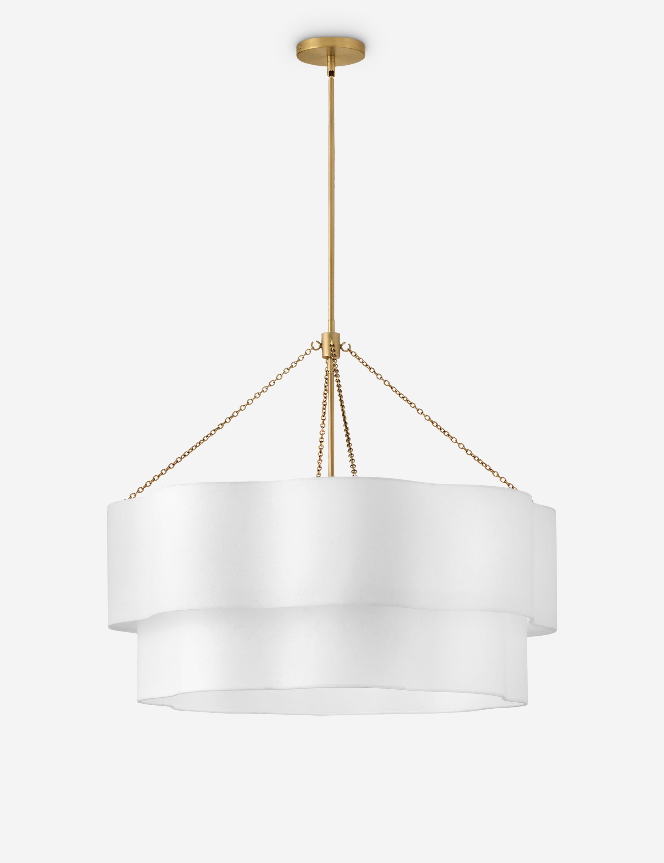 Lustre moderne Pearson en laiton ancien - Laiton ancien