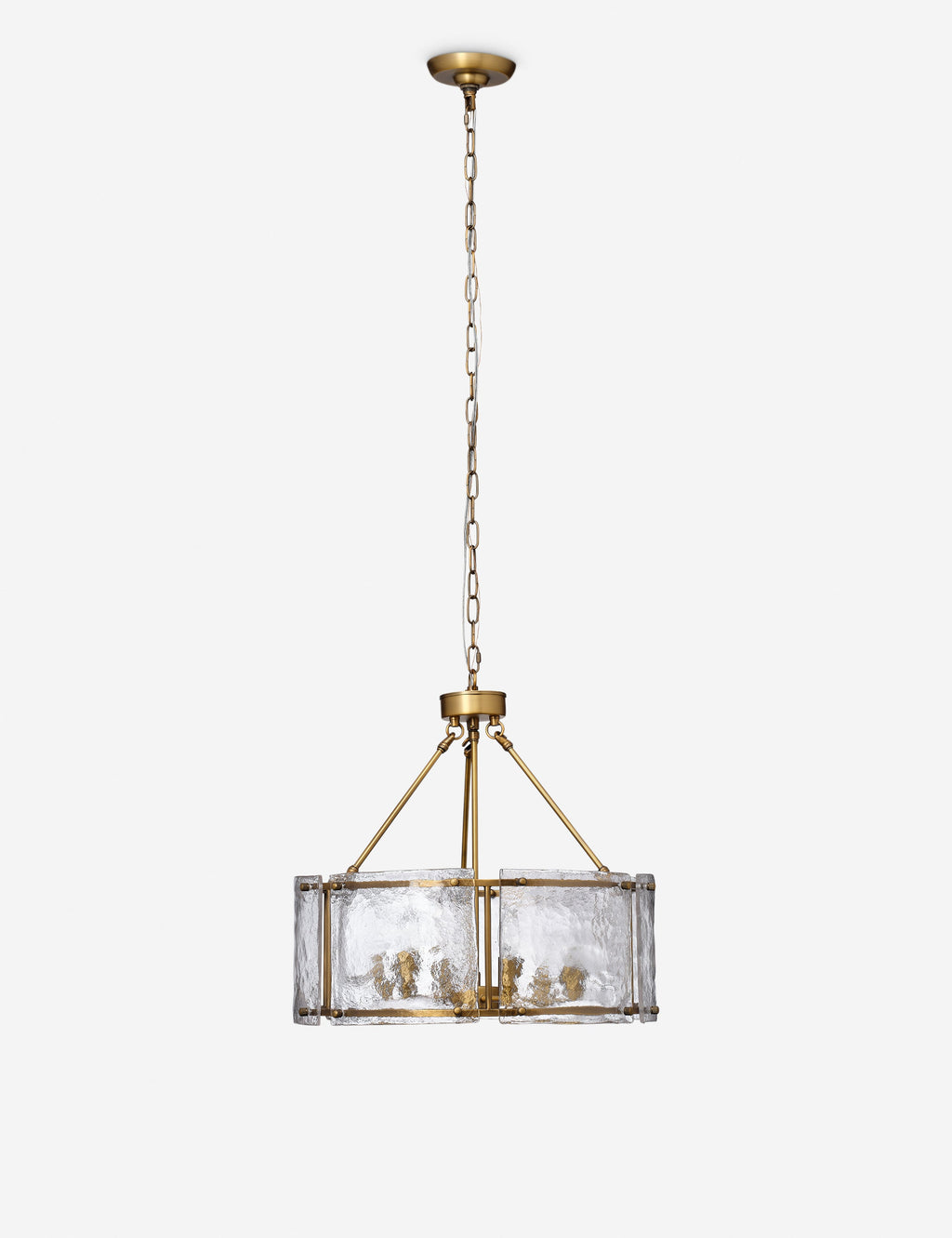 Lustre industriel Burke en laiton ancien - Laiton ancien