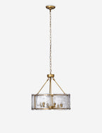Lustre industriel Burke en laiton ancien - Laiton ancien