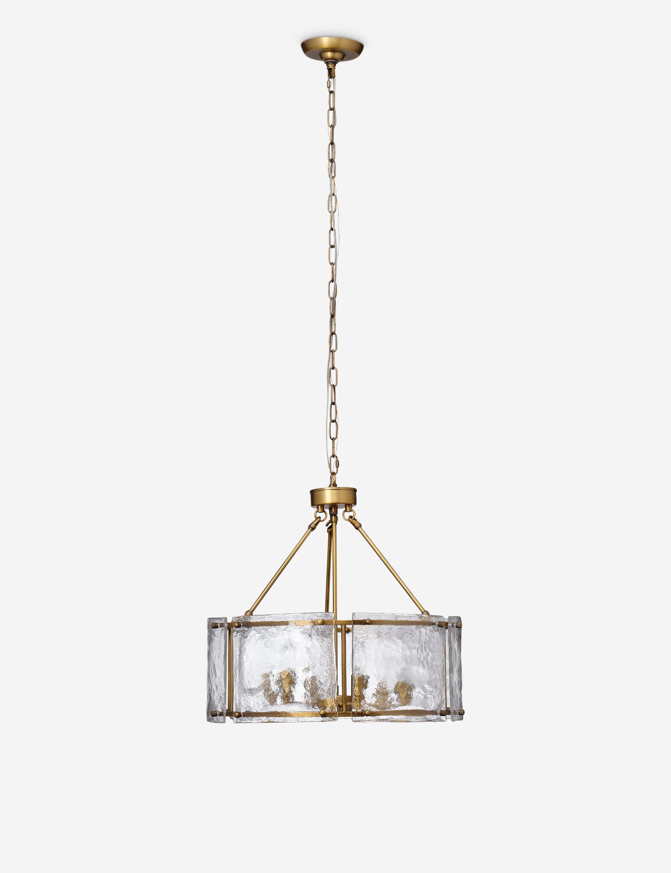 Lustre industriel Burke en laiton ancien - Laiton ancien