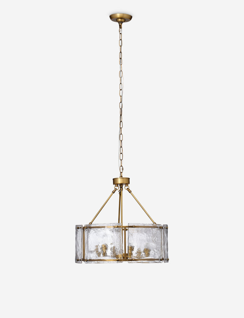 Lustre industriel Burke en laiton ancien - Laiton ancien