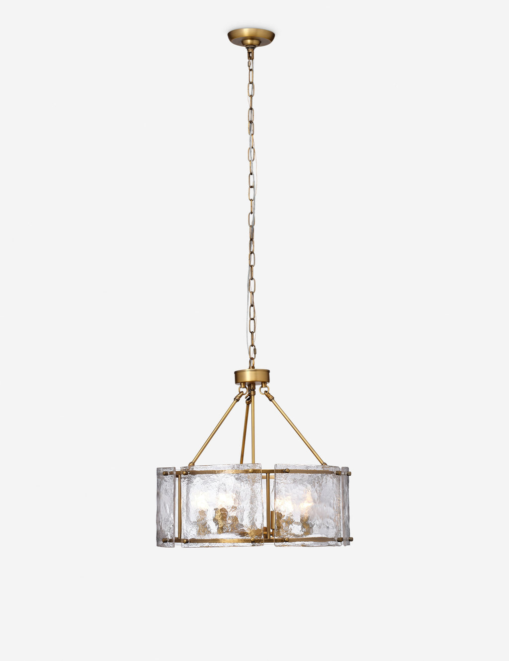 Lustre industriel Burke en laiton ancien - Laiton ancien