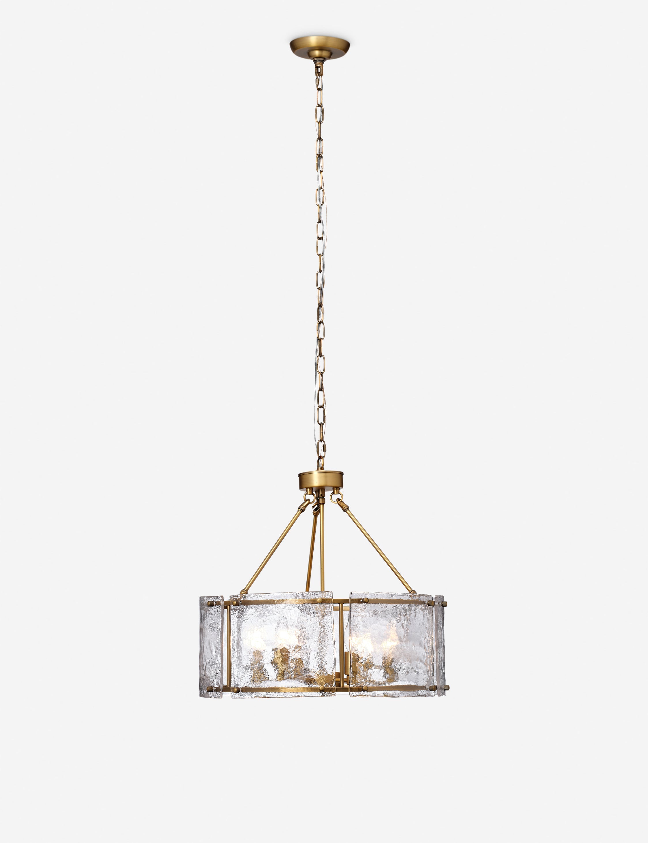 Lustre industriel Burke en laiton ancien - Laiton ancien