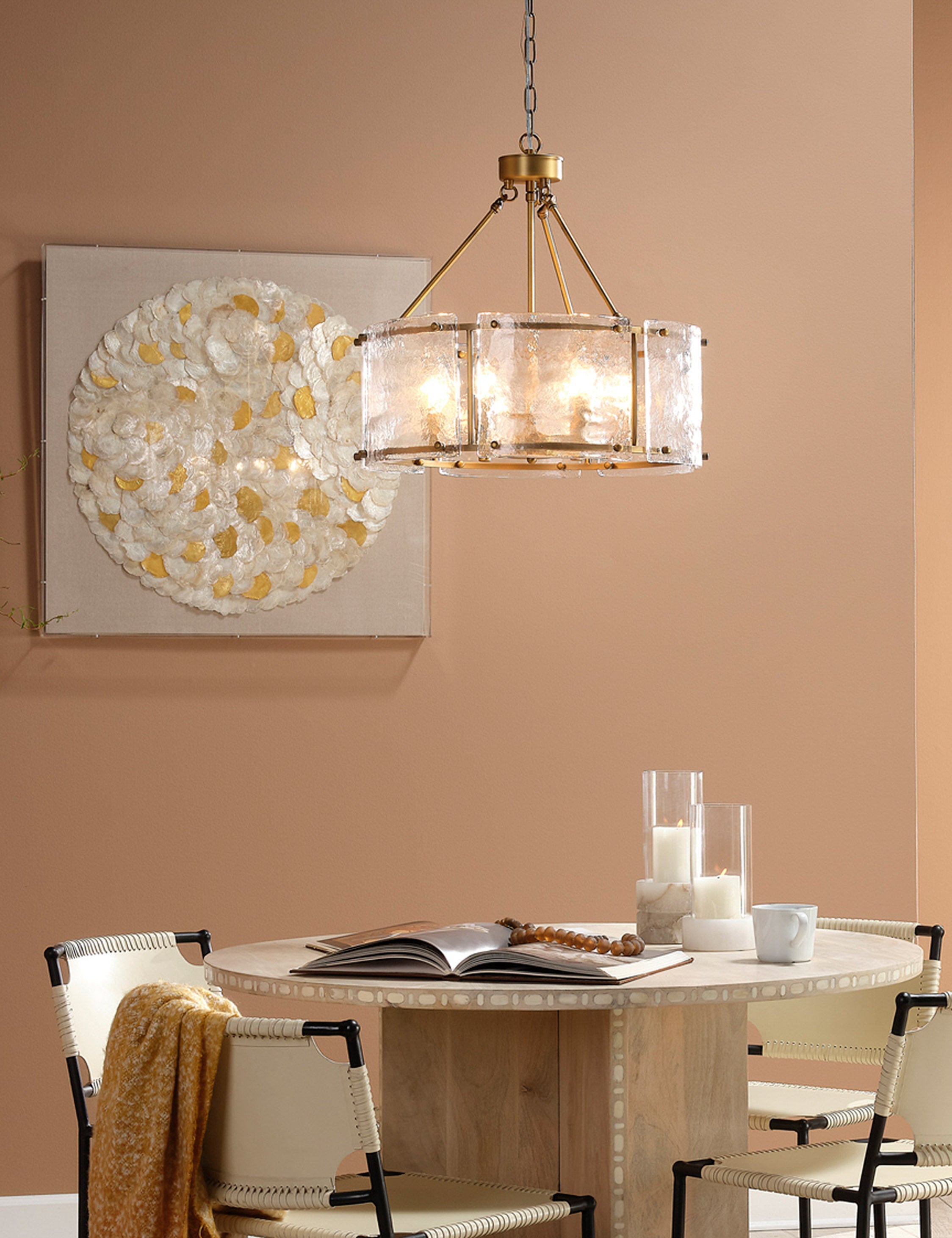 Lustre industriel Burke en laiton ancien - Laiton ancien