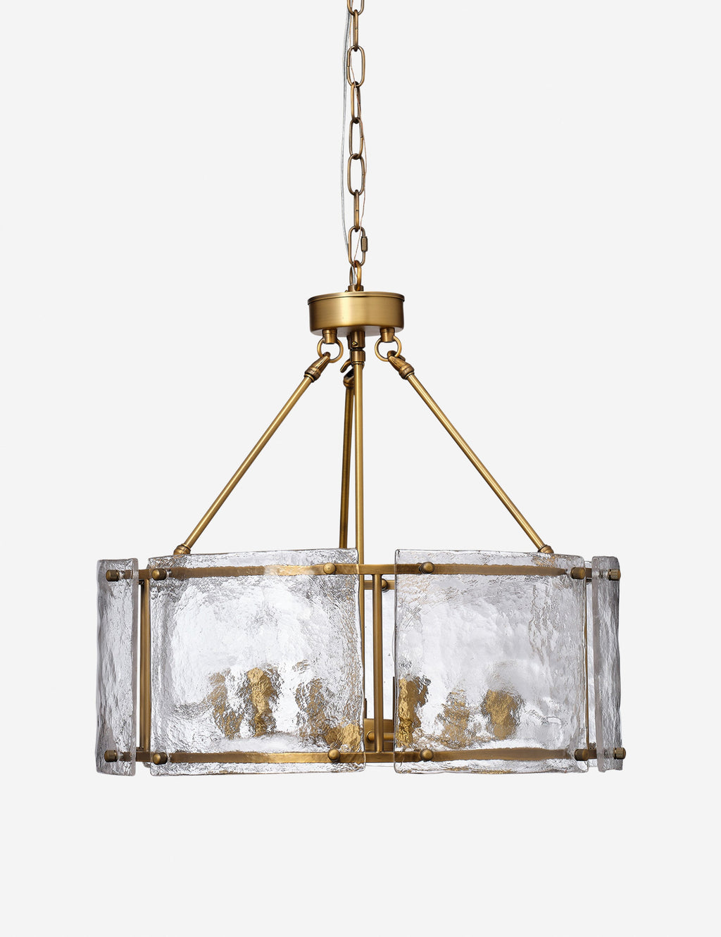 Lustre industriel Burke en laiton ancien - Laiton ancien