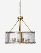 Lustre industriel Burke en laiton ancien - Laiton ancien