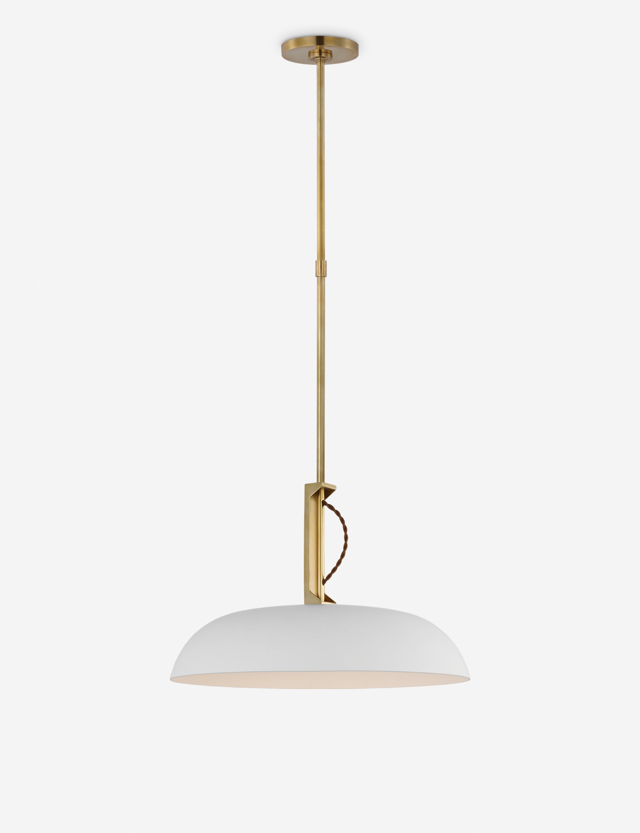 Suspension vintage Gustaf en laiton ancien et blanc verre - Laiton ancien et blanc verre