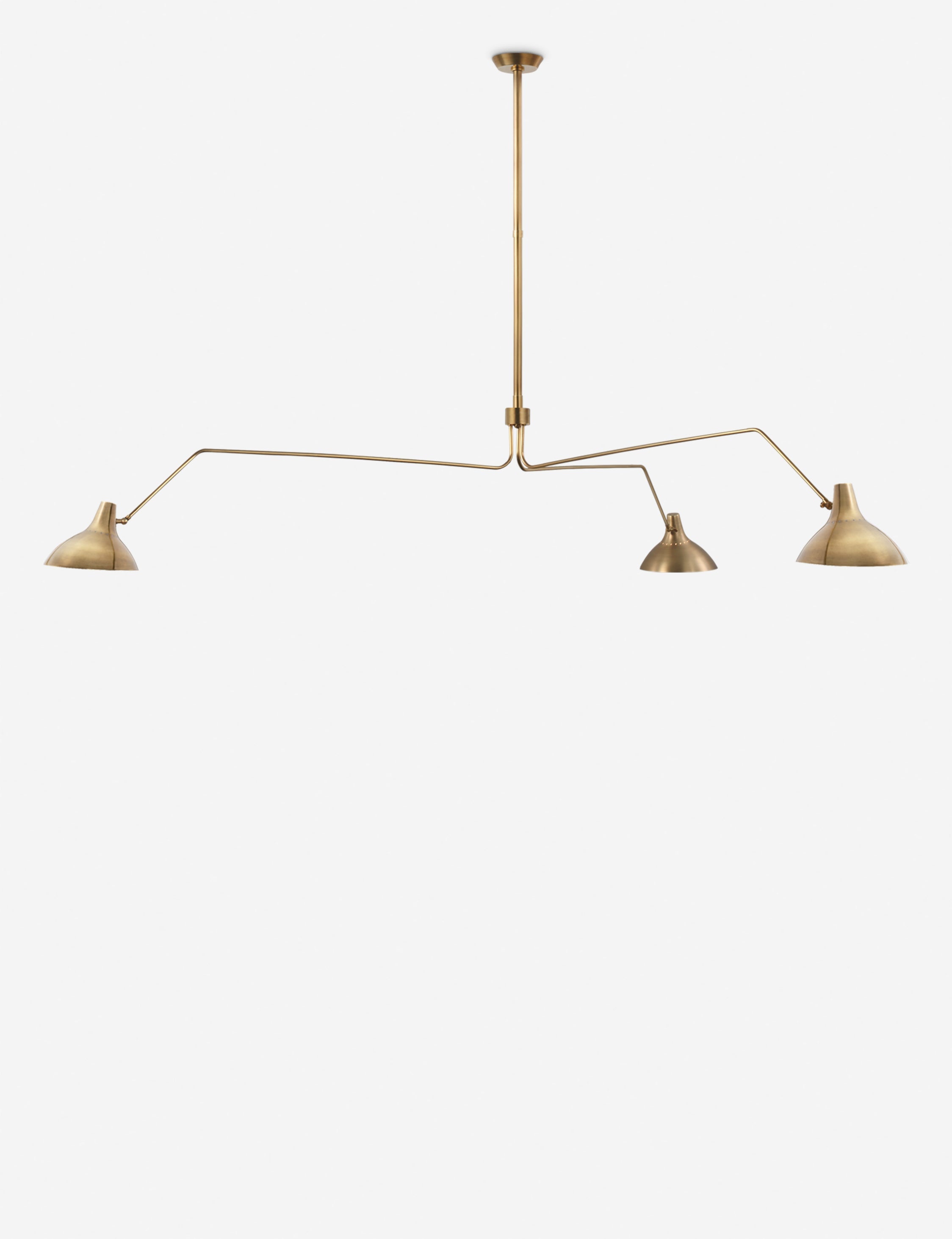 Lustre moderne Riley en laiton ancien - Laiton ancien
