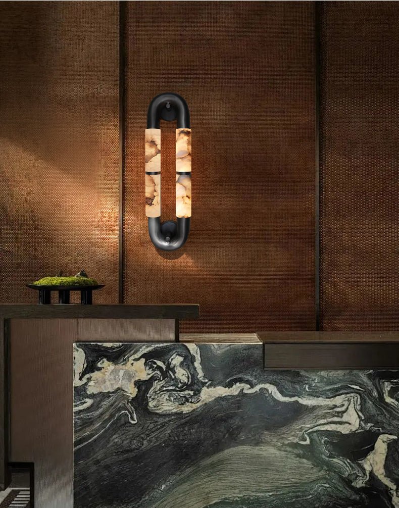 Applique murale moderne Voss en Albâtre Noir et blanc