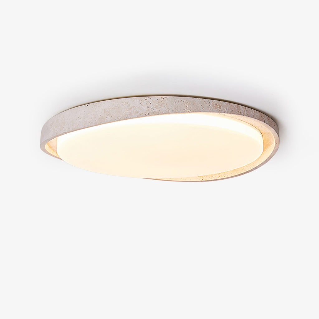 Plafonnier moderne Lamont en Travertin jaune et blanc
