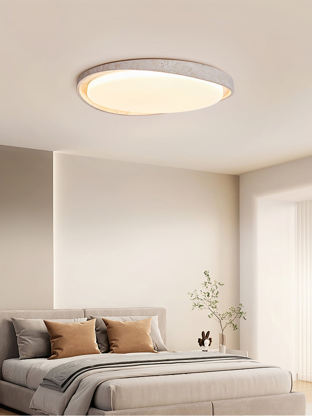 Plafonnier moderne Lamont en Travertin jaune et blanc