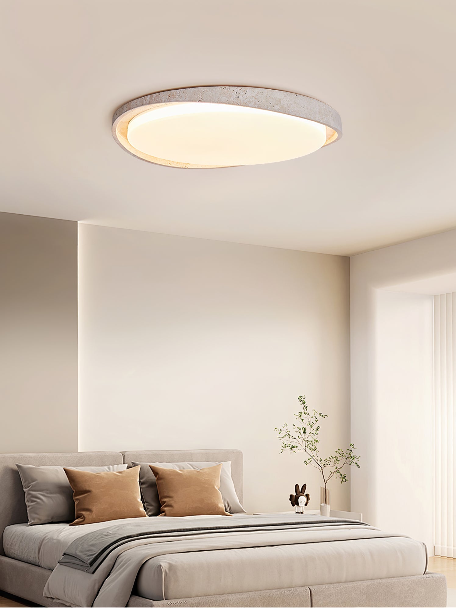 Plafonnier moderne Lamont en Travertin jaune et blanc