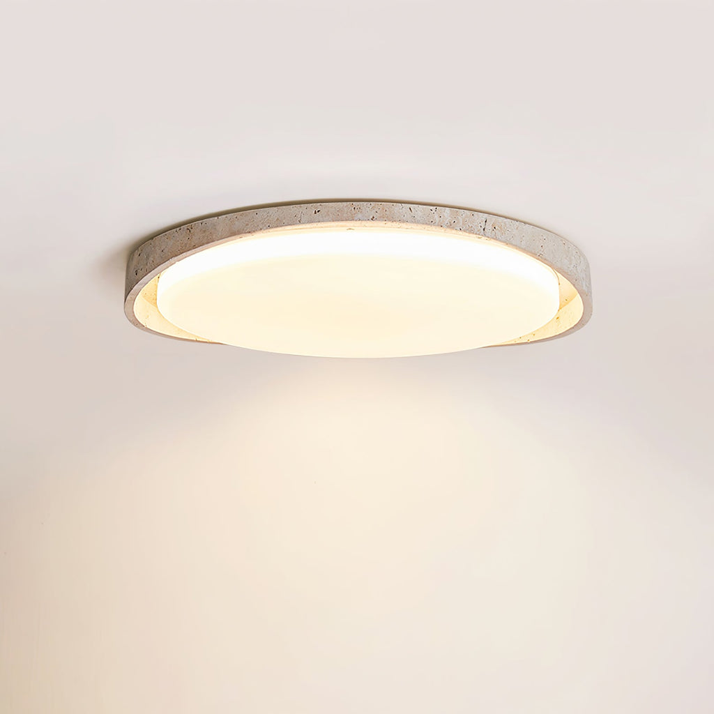 Plafonnier moderne Lamont en Travertin jaune et blanc